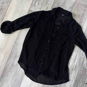 Iz Byer Black Textured Blouse